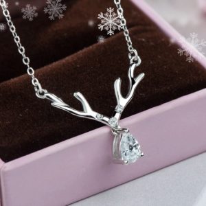 925 Sterling Silver Deer Shape Necklace