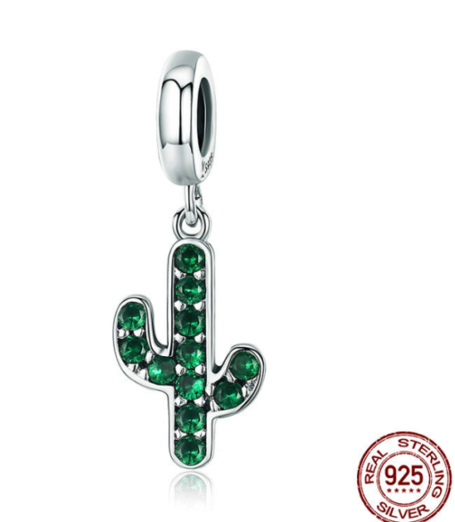 Sterling Silver Cactus Beaded Pendant