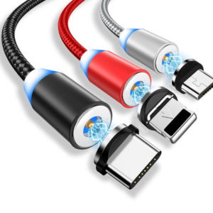 USB Magnetic Phone Charging Cable with 3 Plugs