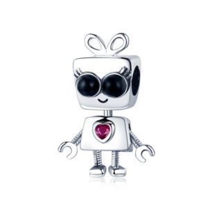 Sterling Silver Bot Charm Necklace